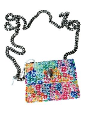 KURT GEIGER New Kensington Couture Micro Crossbody Bag Rhinestones Floral Chain